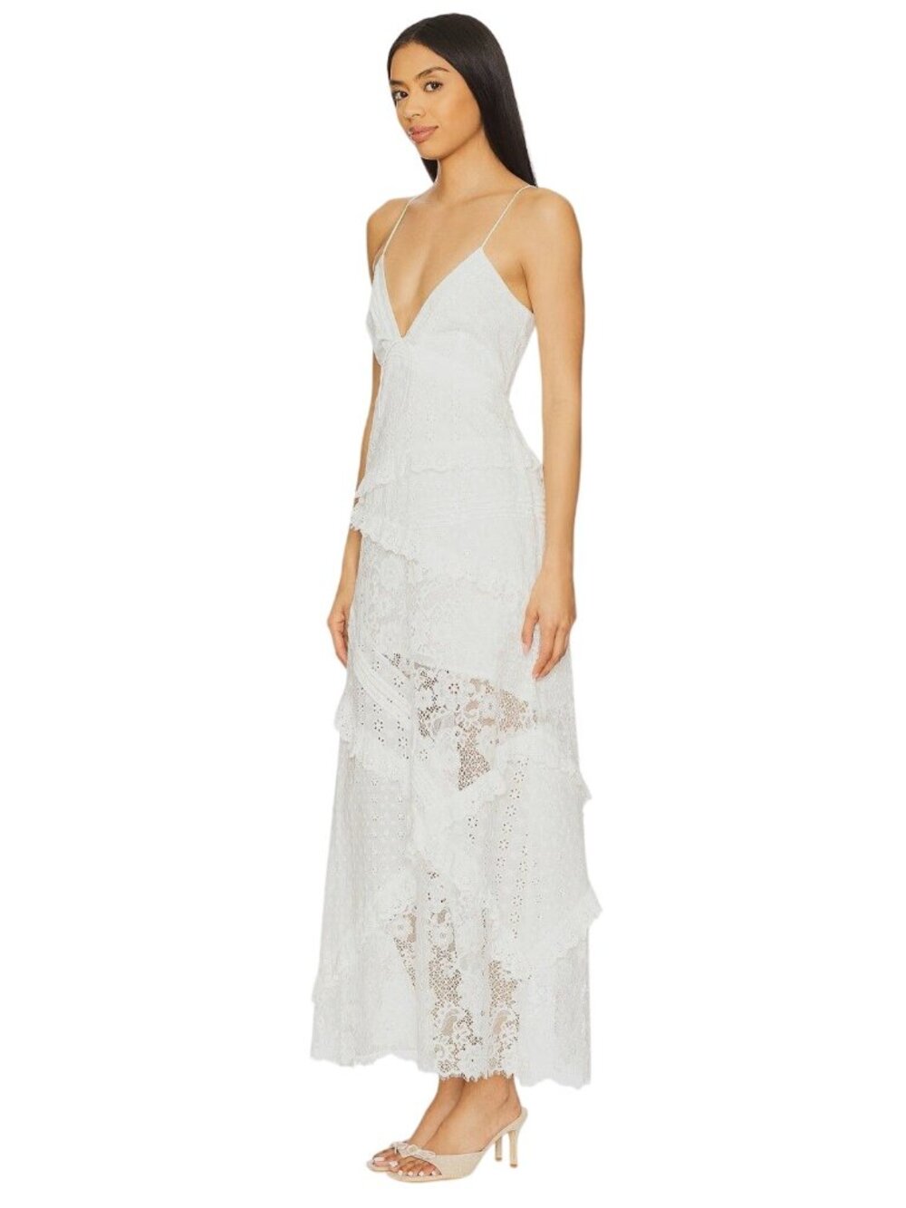 For Love & Lemons Rosalyn Maxi Dress in White Small New Womens Lace Gown - Picture 4 of 16